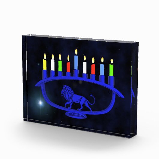 Blue Lion Menorah Fotoblock (Rechts)