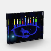 Blue Lion Menorah Fotoblock (Links)