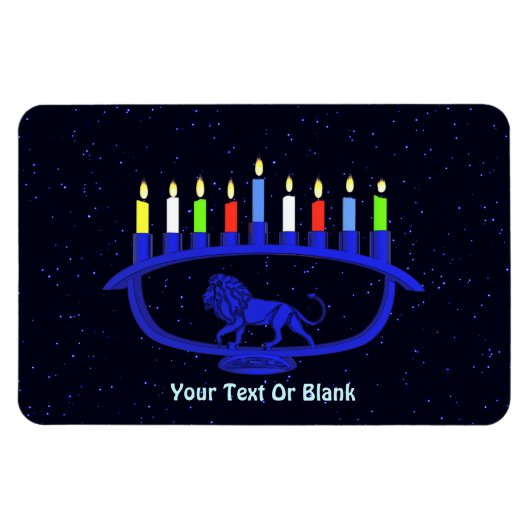 Blue Lion Menorah Magnet (Horizontal)