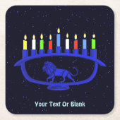 Blue Lion Menorah Rechteckiger Pappuntersetzer (Vorderseite)