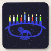 Blue Lion Menorah Untersetzer (Vorderseite)
