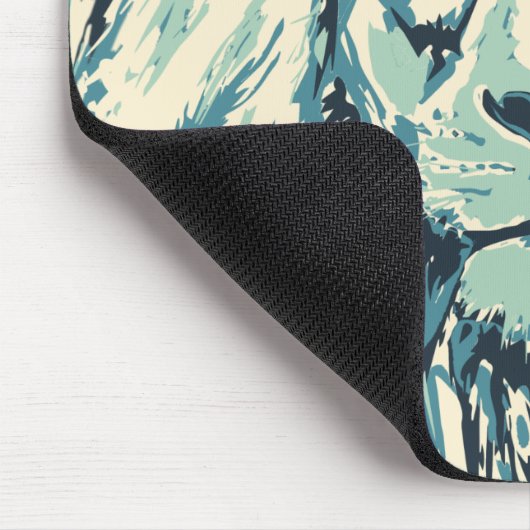 Blue Lion Mouse Pad - Blue Retro Lion Head Mousepad (Ecke)