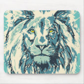 Blue Lion Mouse Pad - Blue Retro Lion Head Mousepad (Vorne)