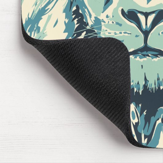 Blue Lion Mouse Pad | Farbiger Retro-Löwenkopf Mousepad (Ecke)