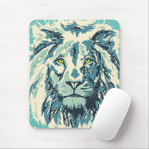 Blue Lion Mouse Pad Farbiger Retro-Löwenkopf Mousepad