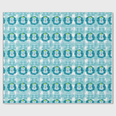 Blue Lions Blue and White Gingham Wrap Paper Geschenkpapier (Flach)