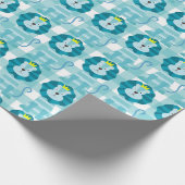 Blue Lions Blue and White Gingham Wrap Paper Geschenkpapier (Ecke)