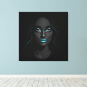 Blue Lips Canvas Print Leinwanddruck (Insitu (Holzboden))