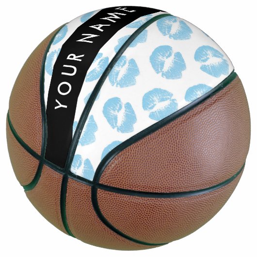 Blue Lips, Kiss, Lipstick, Ihr Name, Personalisier Basketball (angewinkelt)