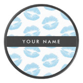Blue Lips, Kiss, Lipstick, Ihr Name, Personalisier Eishockey Puck (Vorderseite)