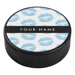 Blue Lips, Kiss, Lipstick, Ihr Name, Personalisier Eishockey Puck