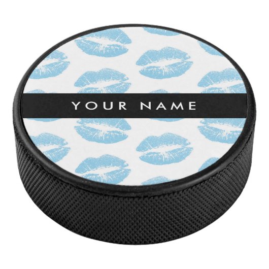 Blue Lips, Kiss, Lipstick, Ihr Name, Personalisier Eishockey Puck (3/4)