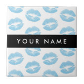 Blue Lips, Kiss, Lipstick, Ihr Name, Personalisier Fliese (Vorderseite)