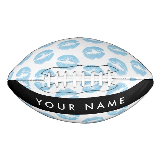 Blue Lips, Kiss, Lipstick, Ihr Name, Personalisier Football (Vorderseite)