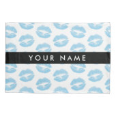 Blue Lips, Kiss, Lipstick, Ihr Name, Personalisier Kissenbezug (Rückseite)