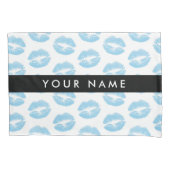 Blue Lips, Kiss, Lipstick, Ihr Name, Personalisier Kissenbezug (Vorderseite)
