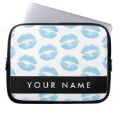 Blue Lips, Kiss, Lipstick, Ihr Name, Personalisier Laptopschutzhülle (Vorderseite)