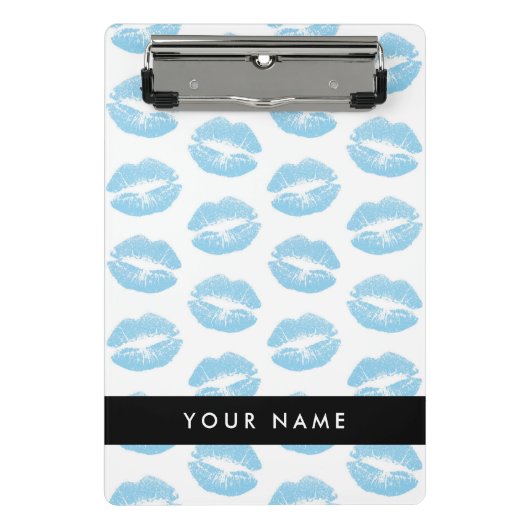 Blue Lips, Kiss, Lipstick, Ihr Name, Personalisier Mini Klemmbrett (Vorderseite)