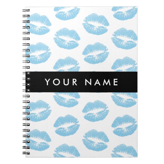 Blue Lips, Kiss, Lipstick, Ihr Name, Personalisier Notizblock (Vorderseite)