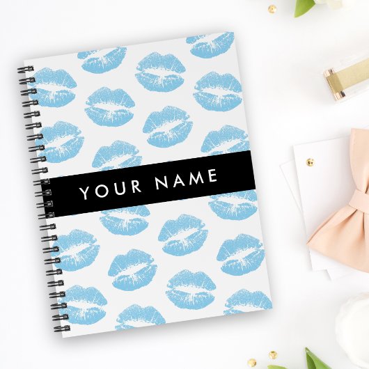 Blue Lips, Kiss, Lipstick, Ihr Name, Personalisier Notizblock