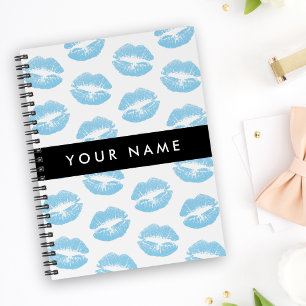 Blue Lips, Kiss, Lipstick, Ihr Name, Personalisier Notizblock