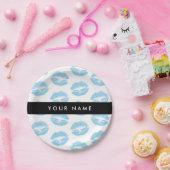 Blue Lips, Kiss, Lipstick, Ihr Name, Personalisier Pappteller (Party)