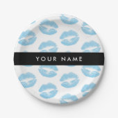 Blue Lips, Kiss, Lipstick, Ihr Name, Personalisier Pappteller (Vorderseite)