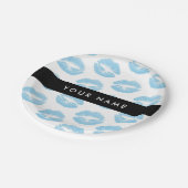 Blue Lips, Kiss, Lipstick, Ihr Name, Personalisier Pappteller (Schrägansicht)