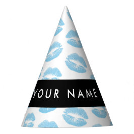 Blue Lips, Kiss, Lipstick, Ihr Name, Personalisier Partyhütchen