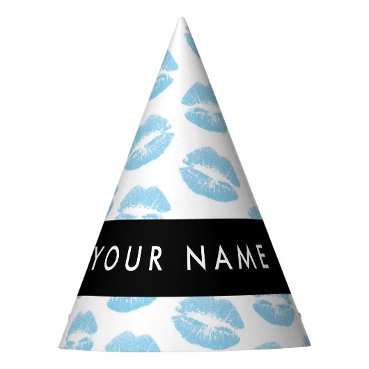 Blue Lips, Kiss, Lipstick, Ihr Name, Personalisier Partyhütchen (Vorderseite)