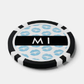 Blue Lips, Kiss, Lipstick, Ihr Name, Personalisier Pokerchips (Einzeln)