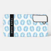 Blue Lips, Kiss, Lipstick, Ihr Name, Personalisier Samsung Galaxy Hülle (Rückseite (Horizontal))