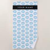 Blue Lips, Kiss, Lipstick, Ihr Name, Personalisier Strandtuch (Vorderseite)