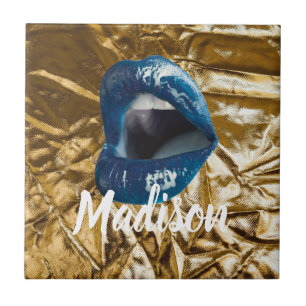 Blue Lips machen Beauty Custom Personalisiert C Fliese