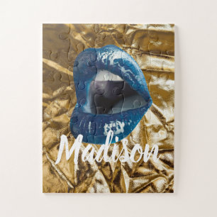 Blue Lips Makeuty Beauty Custom Personalisiert J Puzzle