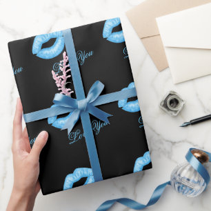 Blue Lipstick Kisses Wrapping Paper Geschenkpapier