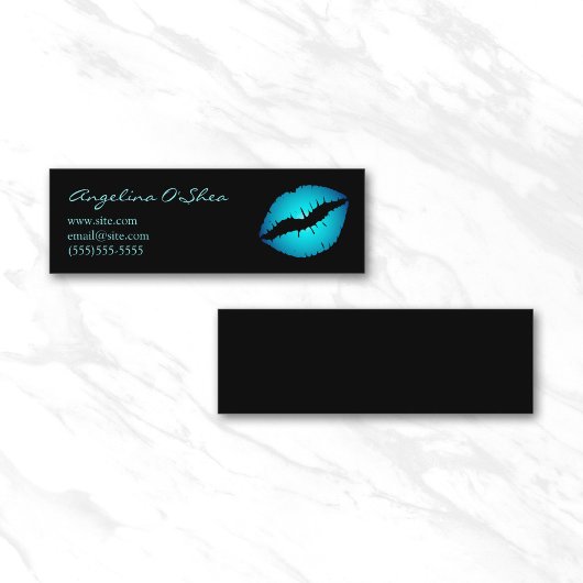 Blue Lipstick Skinny Business Card Mini Visitenkarte