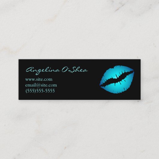 Blue Lipstick Skinny Business Card Mini Visitenkarte (Vorderseite)