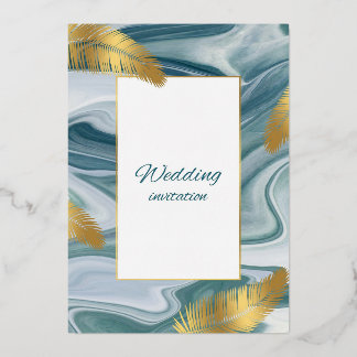 Blue Liquid Marble Wedding Invitation | Premium El Folieneinladung