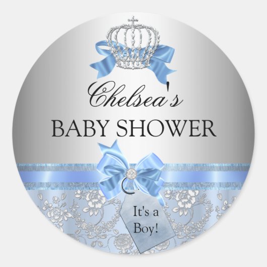 Blue Litce Crown Baby Shower Sticker (Vorderseite)