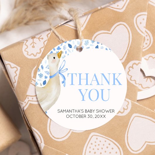 Blue Little Albern Goose Baby Dusche Runde Geschenkanhänger