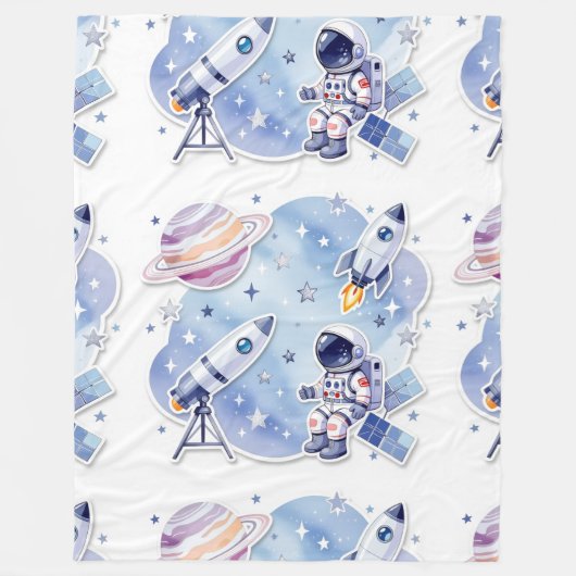 Blue little astronaut stylish Blanket New Home Fleecedecke (Vorderseite)