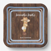 Blue Little Baby Cowboy Western Babydusche Pappteller (Vorderseite)
