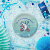 Blue Little Boba Shark Custom Pappteller (Party)