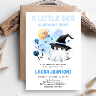 Blue Little Boo Ghost Witch Baby Dusche Einladung