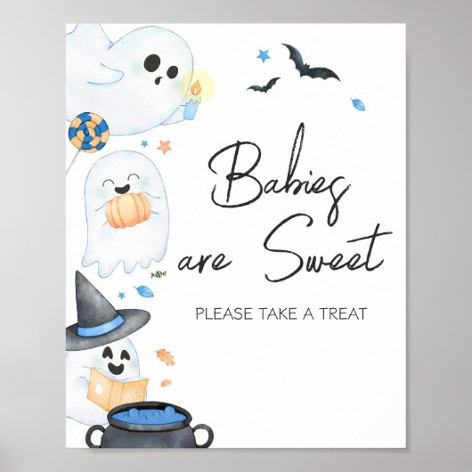 Blue Little Boo Halloween Babies sind süß Poster (Vorne)