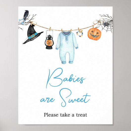 Blue Little Boo Halloween Babies sind süß Poster (Vorne)