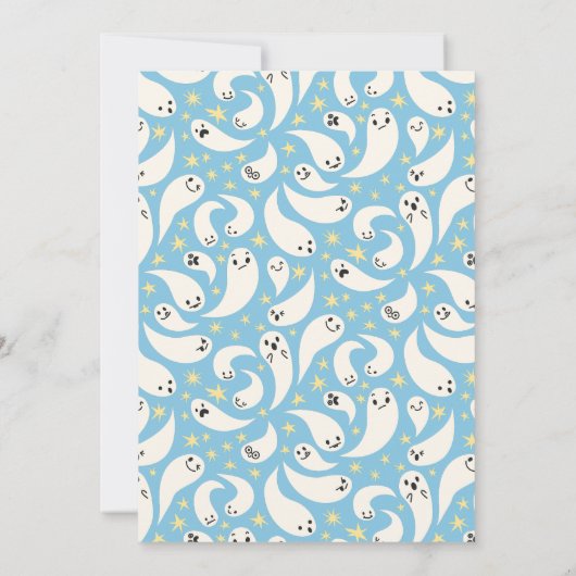Blue Little Boo Halloween Baby Dusche Dankeskarte (Rückseite)