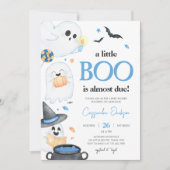 Blue Little Boo Halloween Baby Dusche Einladung (Vorderseite)