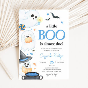 Blue Little Boo Halloween Baby Dusche Einladung